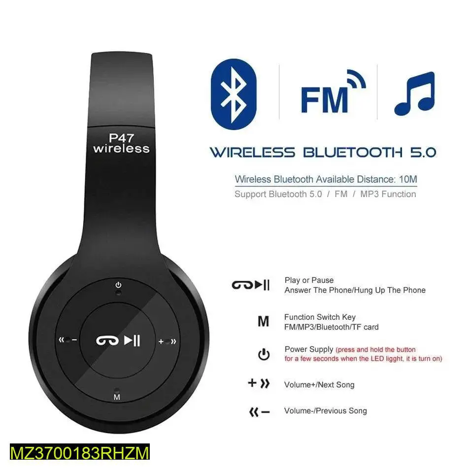 P47 wireless headset, black